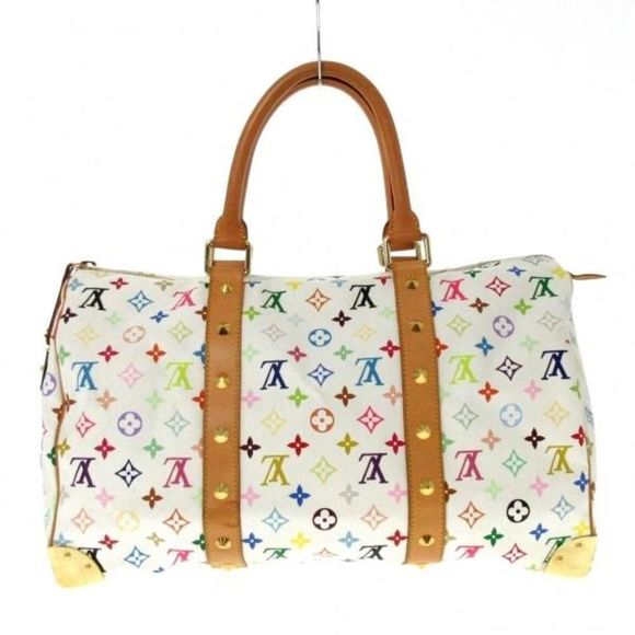 Louis Vuitton Boston Bag Monogram Multicolor Keepall 45 White - Picture 2 of 9